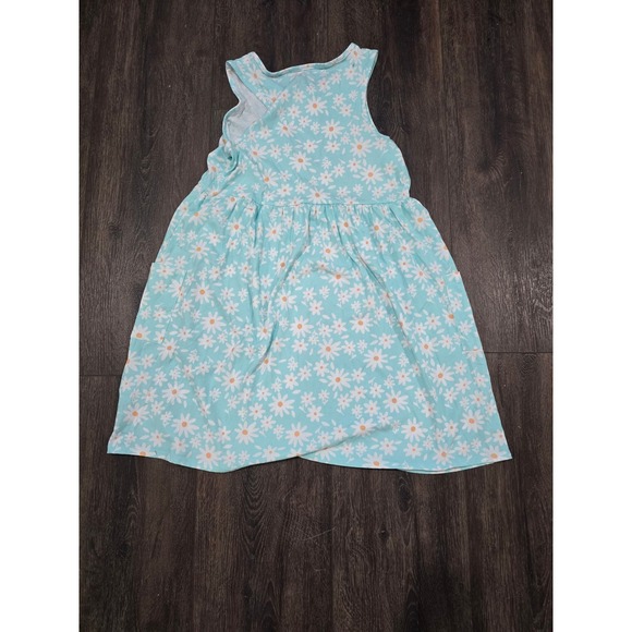 Wonder Nation Girls XL 14-16 Plus Blue Daisy Floral Sleeveless Pocket Dress - Picture 3 of 3